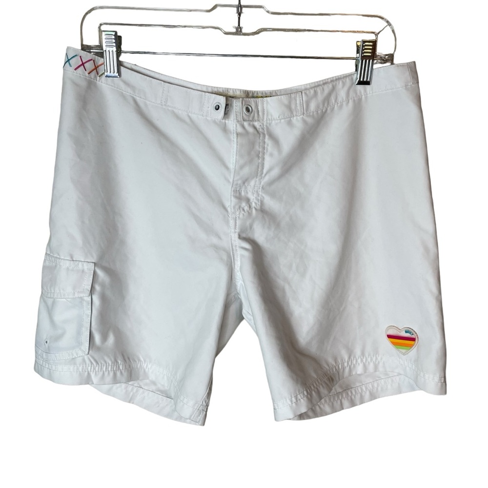 Roxy‎ White Swim Shorts Cover Up Board Shorts Size 7 Women’s